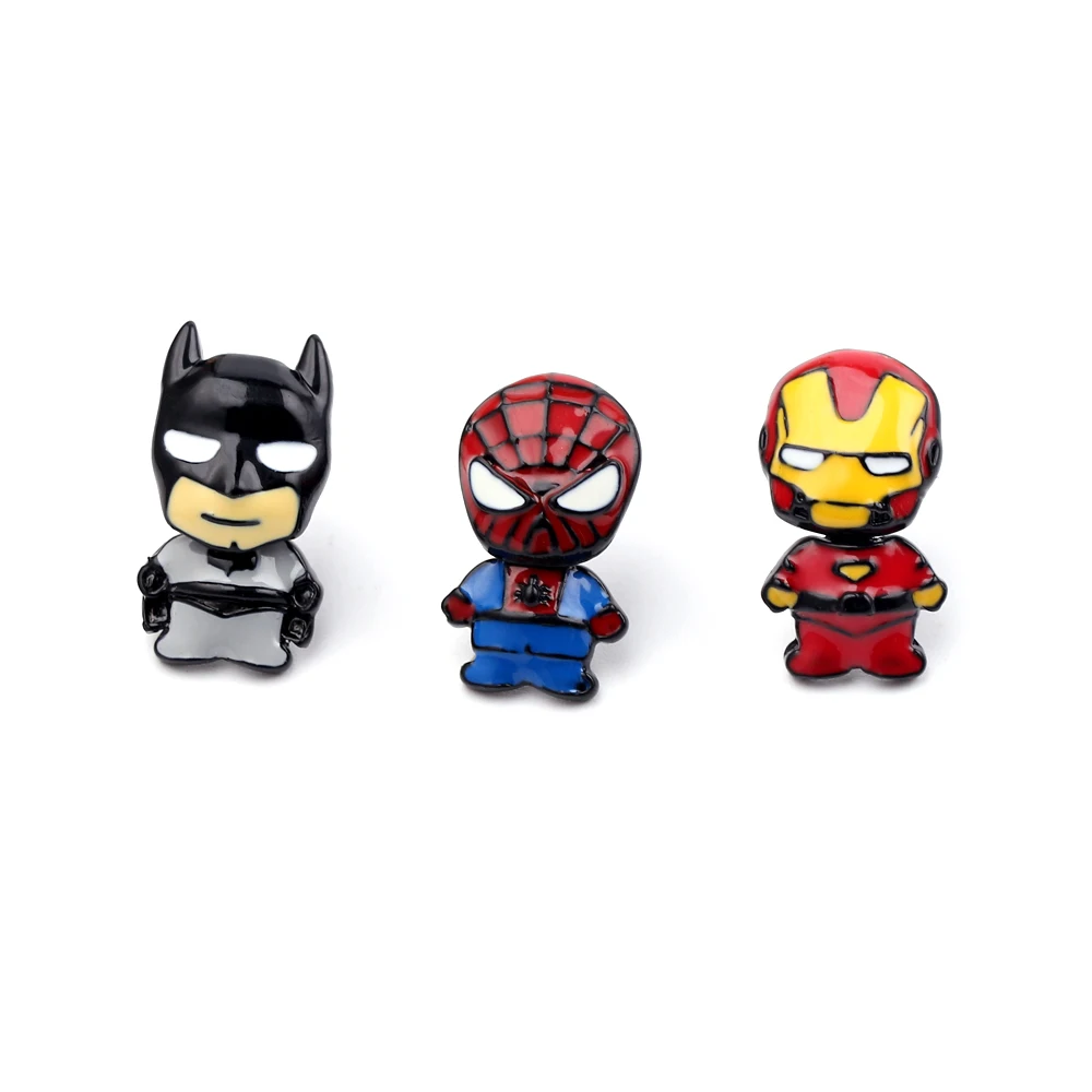 Superhero Spider Man Iron Man Detachable Ear Studs Cute Q Version Earrings Jewelry Accessory for Women And Men view 2