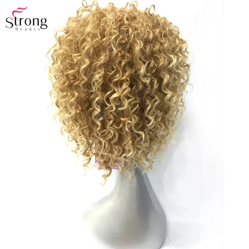 StrongBeauty Women\'s Wigs Short Curly Hair Synthetic Full Wig Yellow Color Molding-Making Man Wig