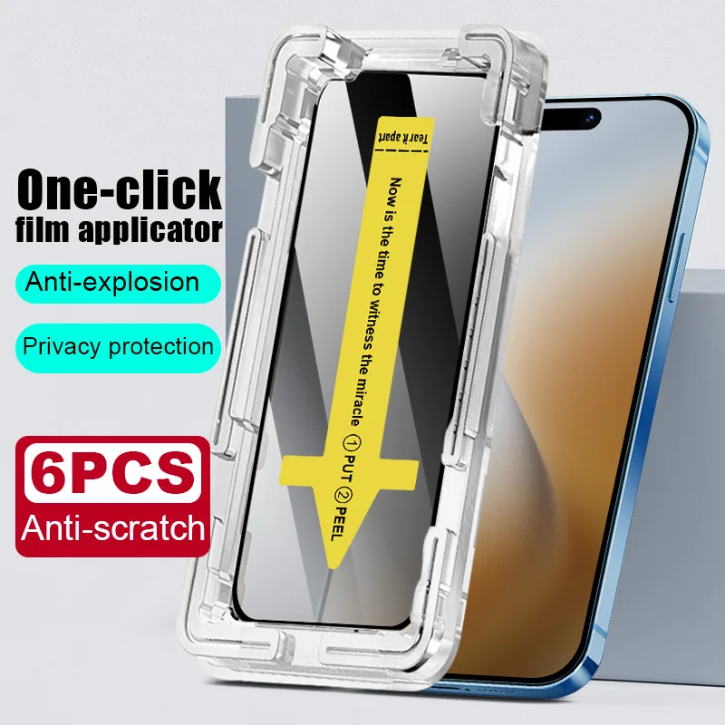 

6Pcs Privacy Protective Film For iPhone 16 Pro Max Tempered Glass Phone Screen Protector 15 14 Plus 13 12 11 Glass Smartphone