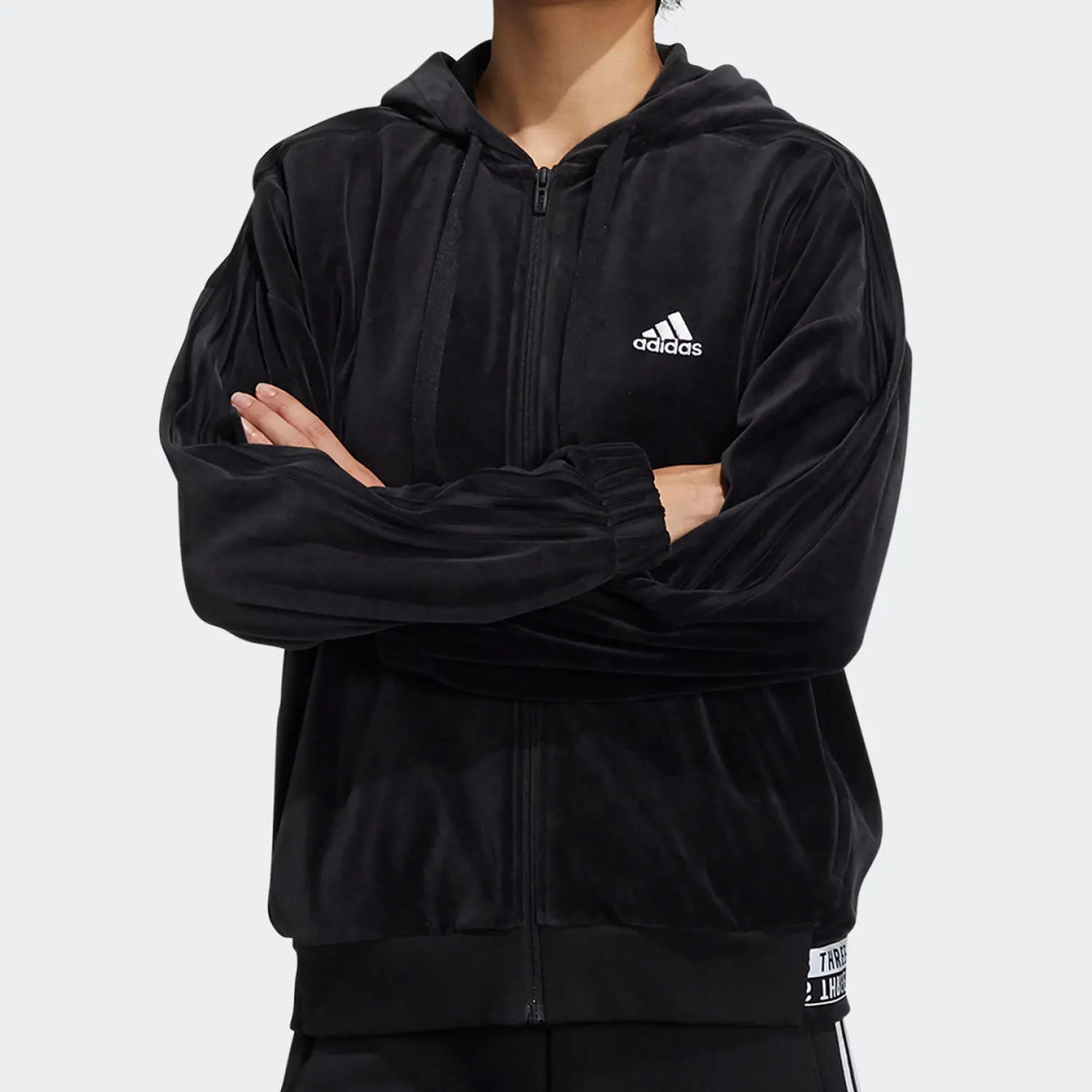 

Adidas genuine seasonal new women's velvet fashionable hooded jacket HG1845