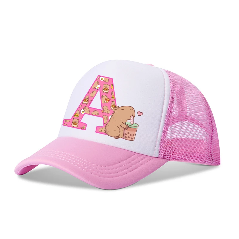 Capibara Baseball Cap Girls Women Anime Capybara Letter A-Z Sun Hat Kids Adult Summer Breathable Mesh Sunbonnet Outdoor Headgear - Image 2