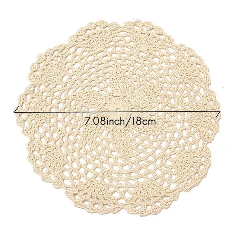 12Pcs Vintage Cotton Mat Round Hand Crocheted Lace Doilies Flower Coasters Lot Household Table Decorative Crafts Accessories