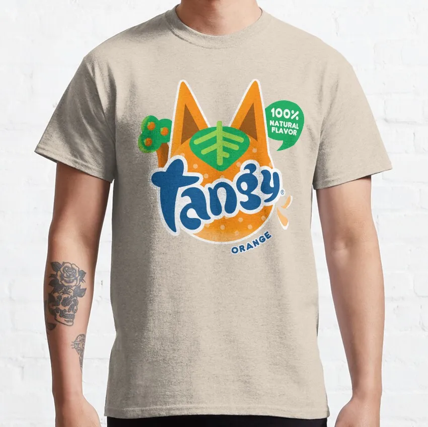 Tangy 100% natural flavor orange Funny Animal crossing videogame funny t shirt 100% cotton printed men's Large size clothing