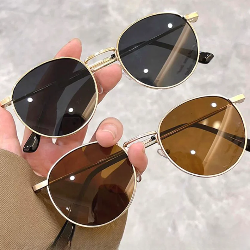 Vintage Round Sunglasses Men Women Brand Designer Metal Frame Sun Glasses Female Eyewear Driving UV400 Protection Shades Goggles