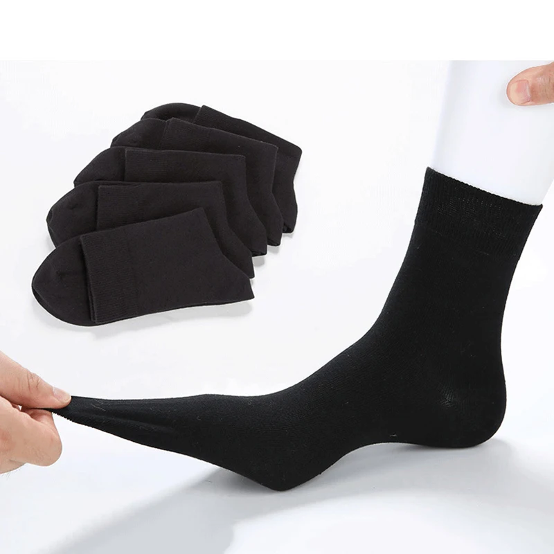 Calcetines de algodón para hombre, medias suaves y transpirables, de negocios, color negro, EU44-50 talla grande, lote de 5 pares