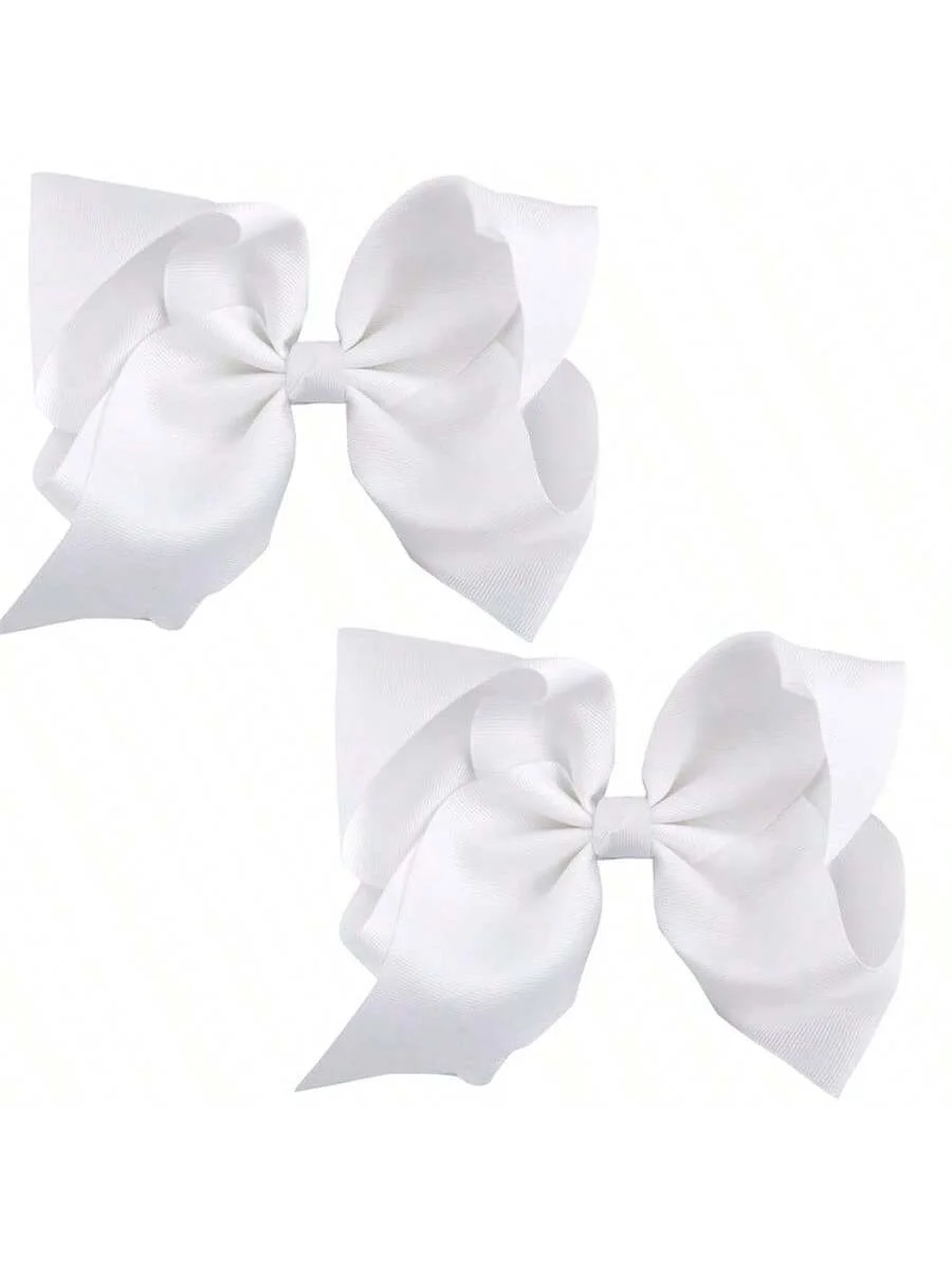 2Pcs/Pack 8 Inch (20CM) Hair Bows Clips, Big Hair Bows for Girls Toddler Boutique Grosgrain Ribbon Big Large Bows Alligator Clip