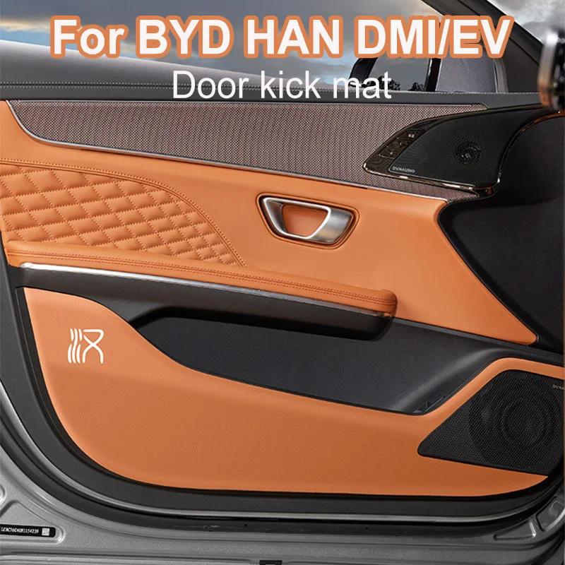 

For BYD HAN DMi DM EV 2021 2022 Car Door Anti Kick Mat Pads Interior Protective Pads Trim Kick Decoration Leather Plates