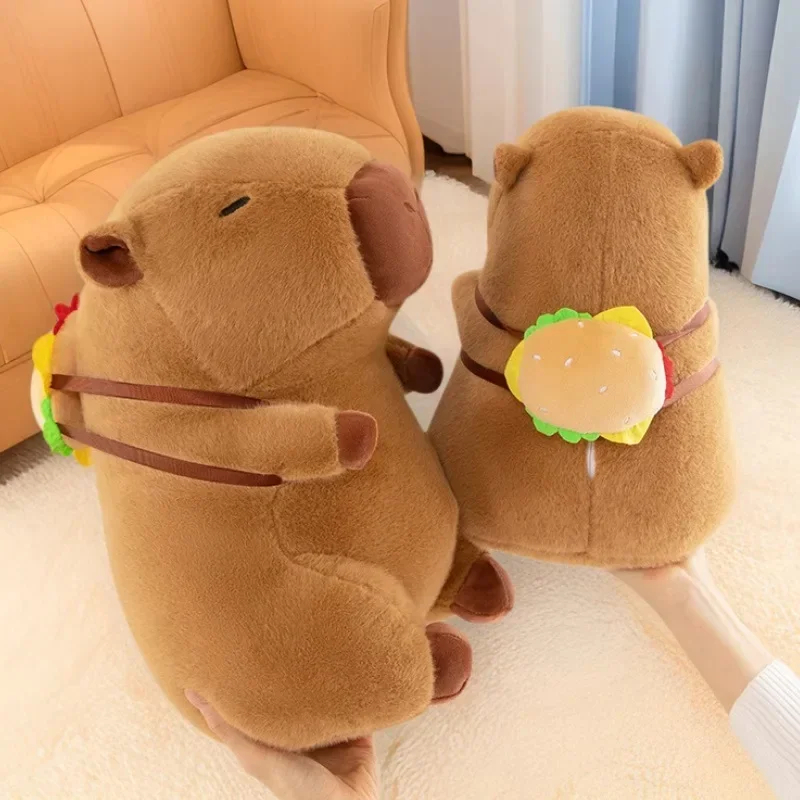 

Capybara with Hamburger Plush Toys Accompany Toy Stuffed Animals Puppy Doll Toy Sleep Pillow Children Birthday Gift Home Decor