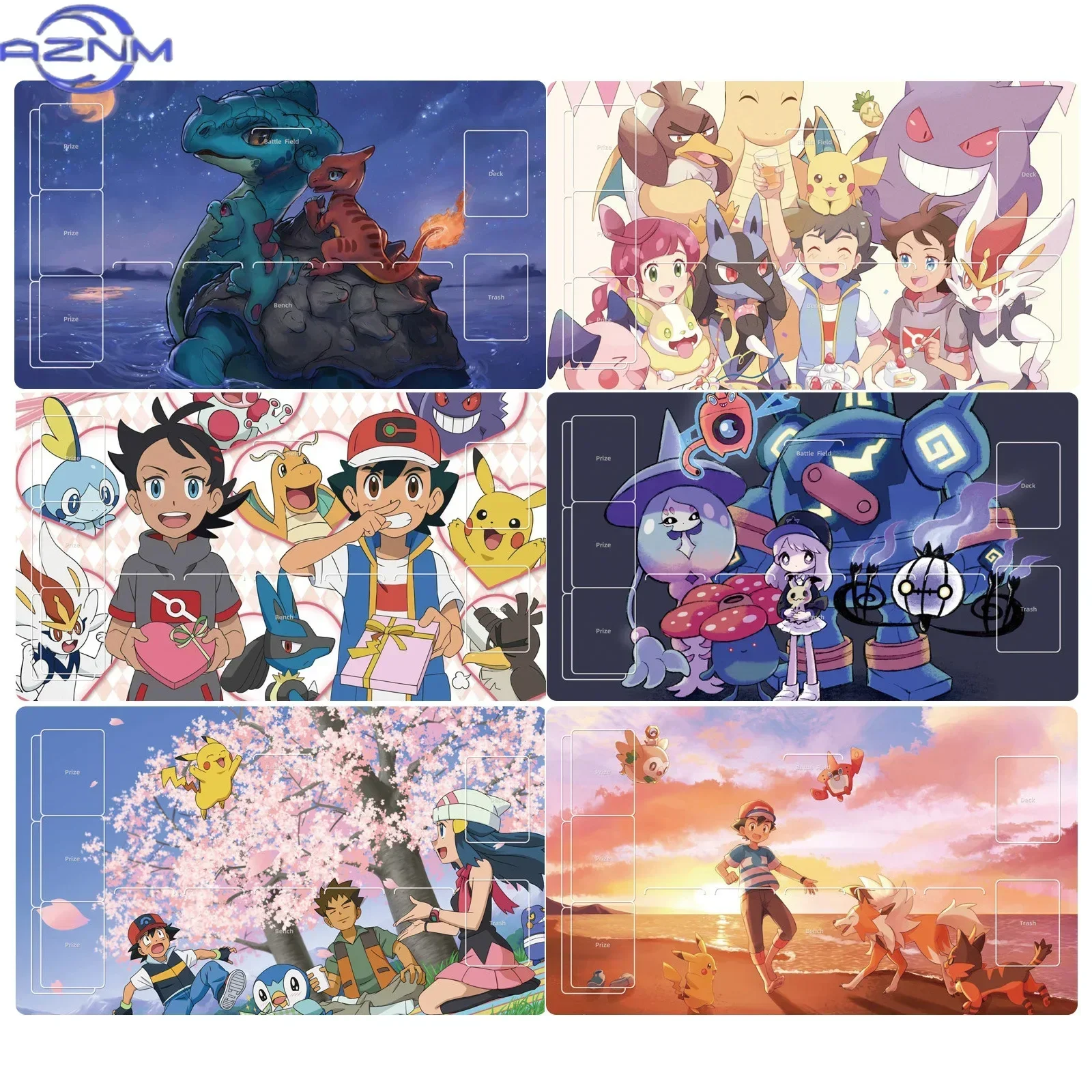 Anime Pokemon Group Art Mouse Pad, TCG Card Battle Playmat, Cartoon Table Decor Mat