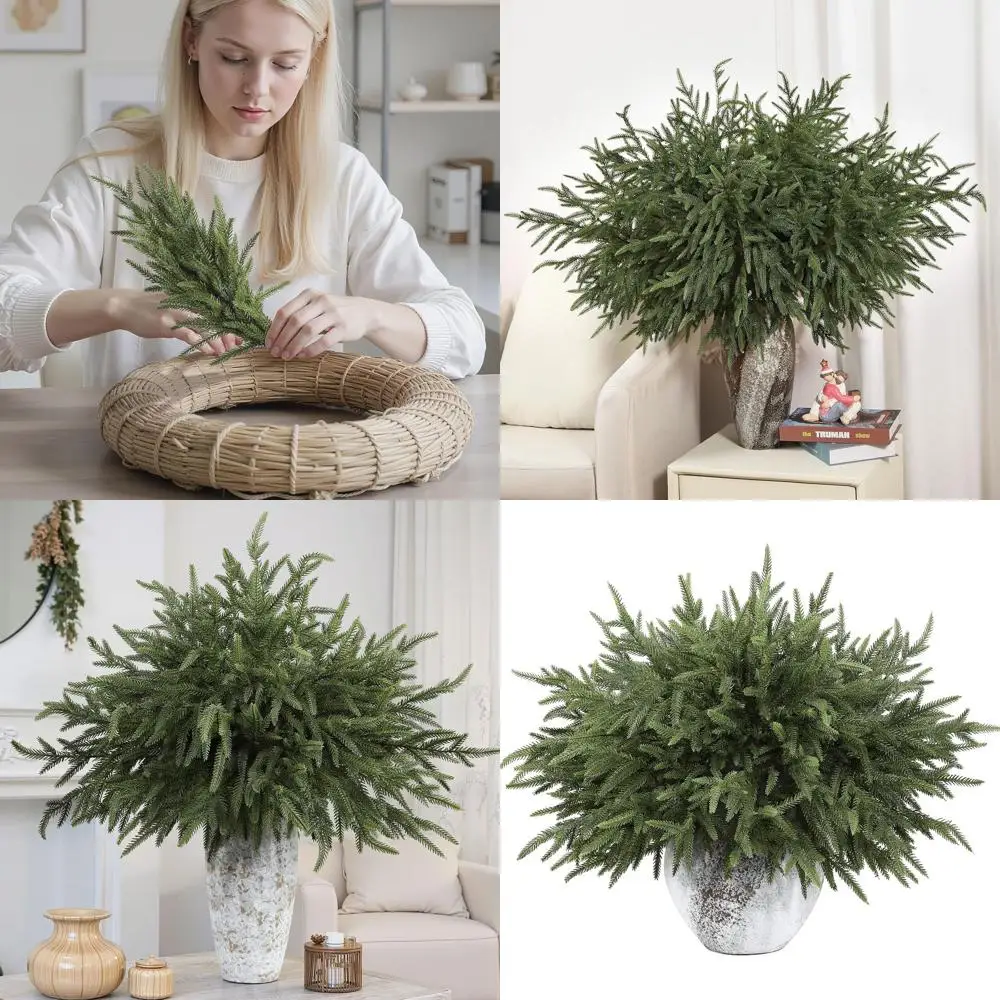 

Real Touch Norfolk Pine Stems, 36 Inch, 18 Pieces, Christmas Greenery for Vase, Garland, Table Decor, Indoor & Outdoor Xmas Deco