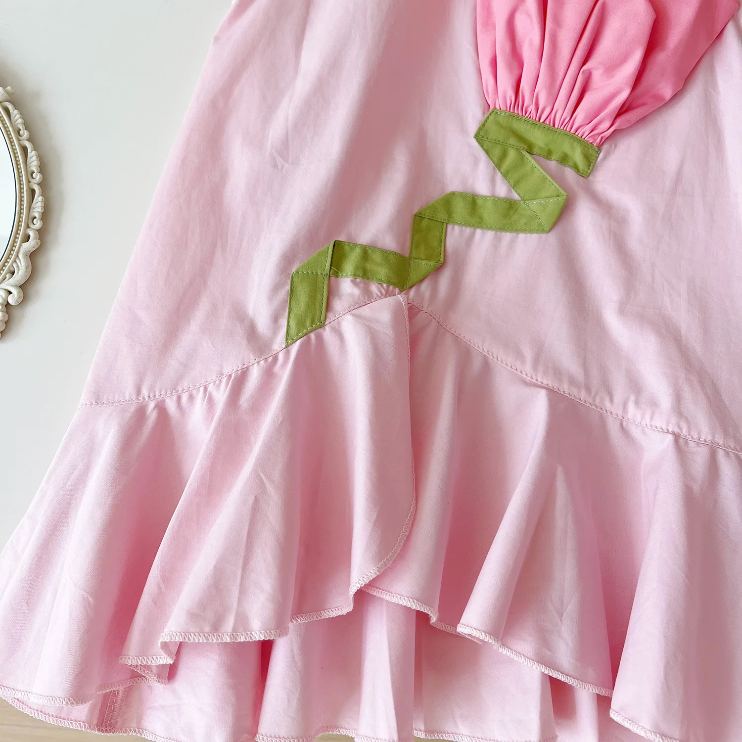 Girls Casual Dresses Rose Sleeveless Spliced Fishtail Dress Girls Clothes for 2 To 7 Years Kids Clothes Girls Dresses