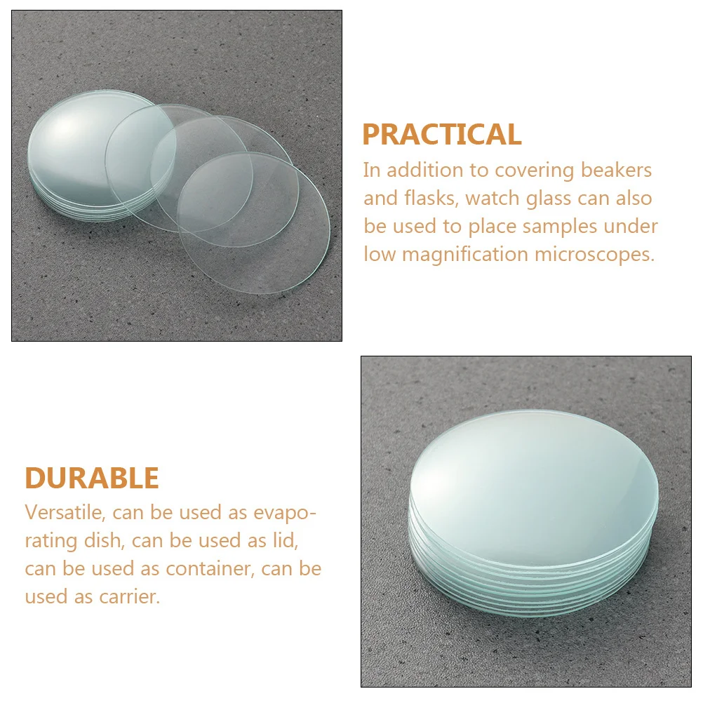 

10Pcs Glass Beaker Covers Watch Glasses Polished Laboratory Accessories Evaporating Dish Cover Container Carrier for Chemistry