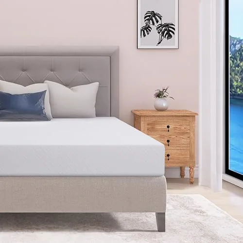 Hcore 8/10 Inch Queen Size Mattress, Tencel Mattress Cover, Boxed Green Tea/Gel Top Cool Medium Firm Mattress