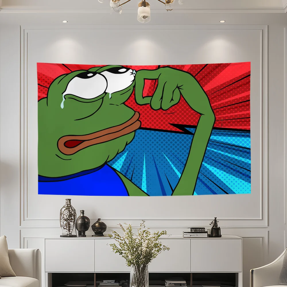 Funny Cartoon P-Pepe The Cute F-Frog flag College Bedroom Living Room Home Dorm Decor Funny Tapestry Garage Bar Wall Club Banner