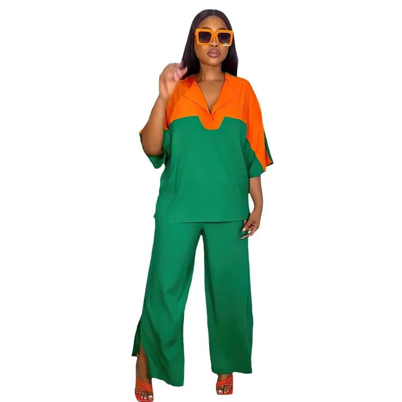 

ICCLEK Plus Size Women Clothing Green Outfit 2024 Summer Spring Dashiki African Women Set 2-pieces outfits for Africa Women