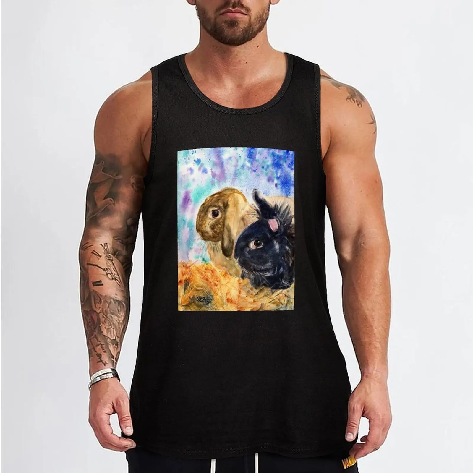 Alfie and Fearne: A watercolour portrait Tank Top quick-drying t-shirt Men's sleeveless muscle t-shirt Men's summer t-shirt