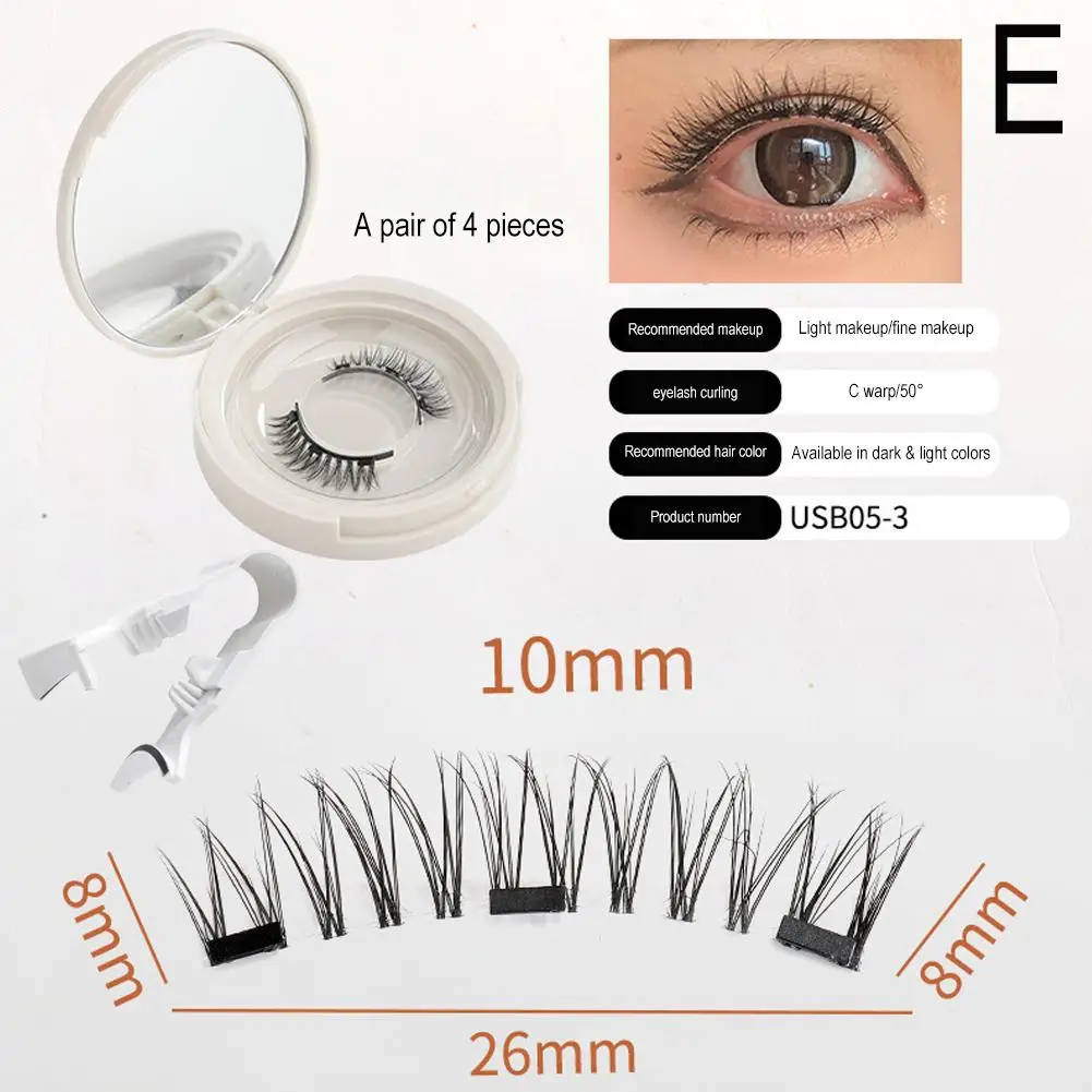 3d Natuurlijke Magnetische Wimpers Met 4 Magnetische Wimpers Herbruikbare Magnetische Valse Wimpers Draagbare Cosmetische Tool Voor Vrouwen