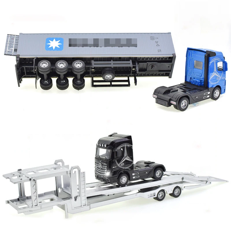 1:50 Diecast Metal Model Toy Container truck Pull Back With Sound & Light High Simitation Cars Toys For Children Kids Xmas Gifts