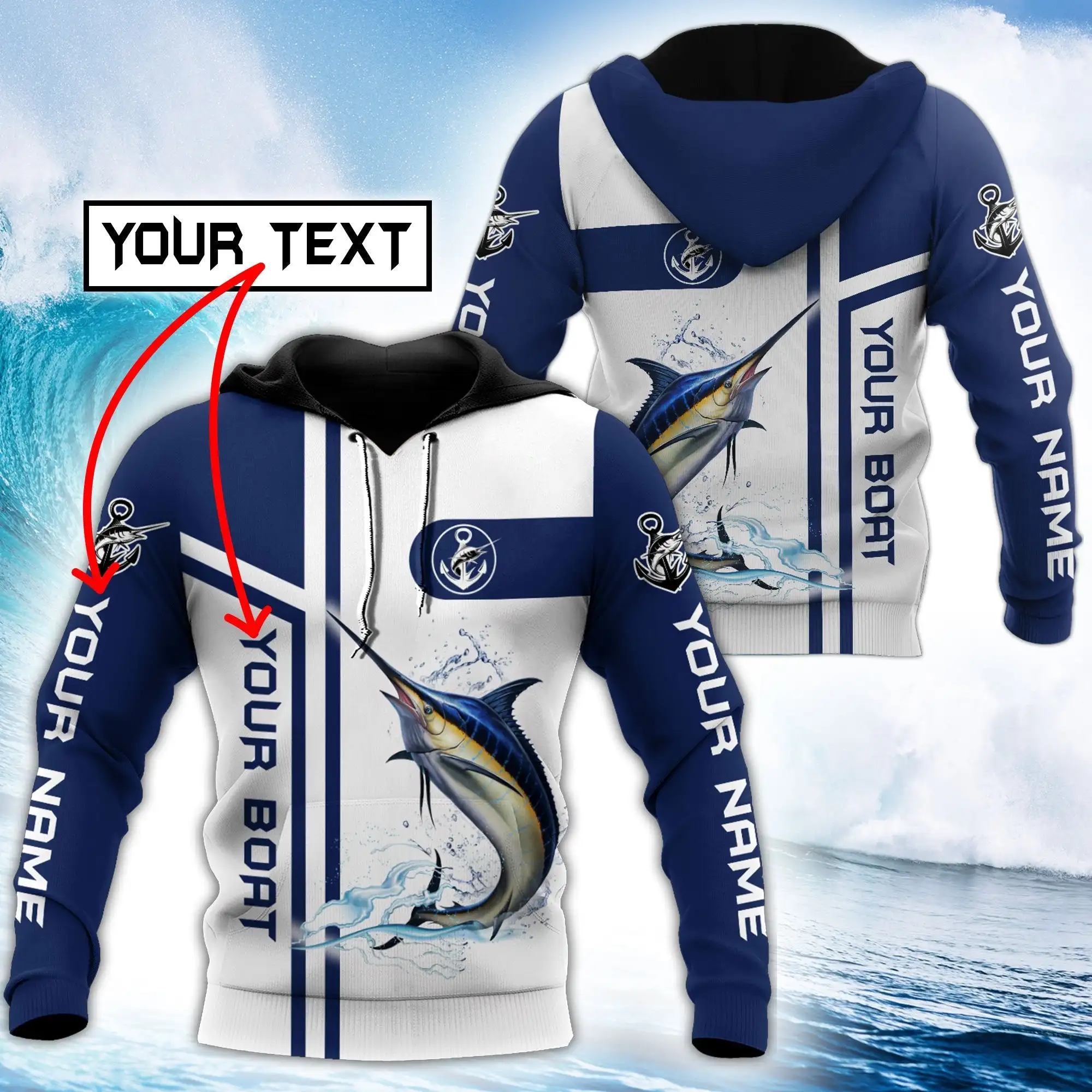 Cazadora 3D Marlin pesca captura y lanzamiento para hombre y mujer - imagen 5