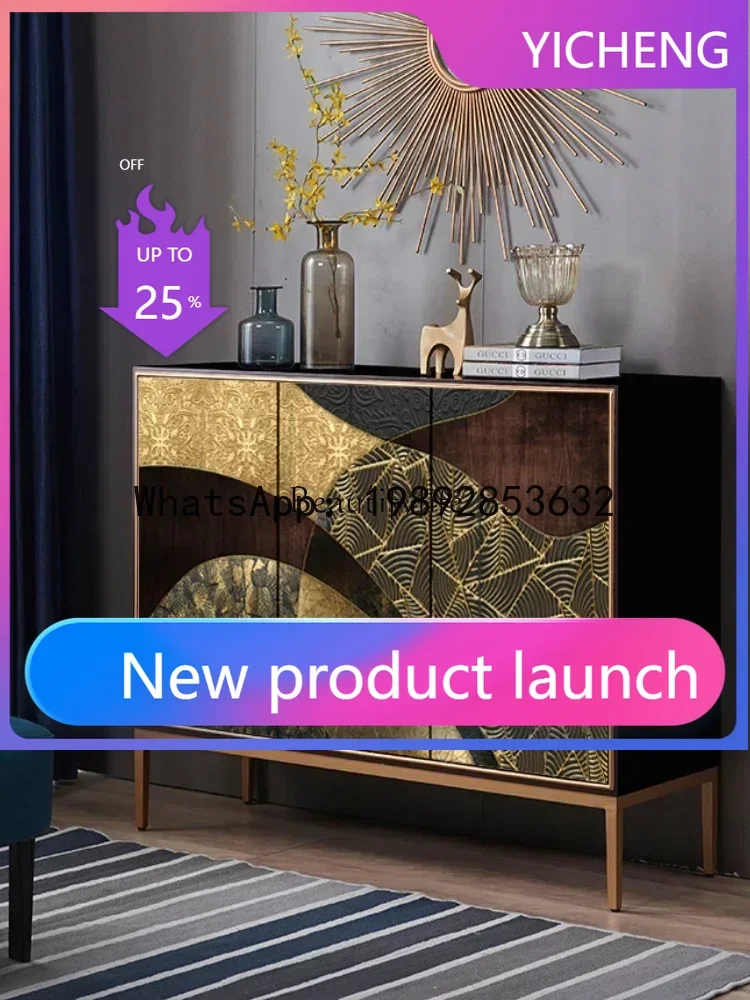 

QQ 4*Light luxury dining side entrance against the wall Solid wood cabinet decoration Office locker Simple edge