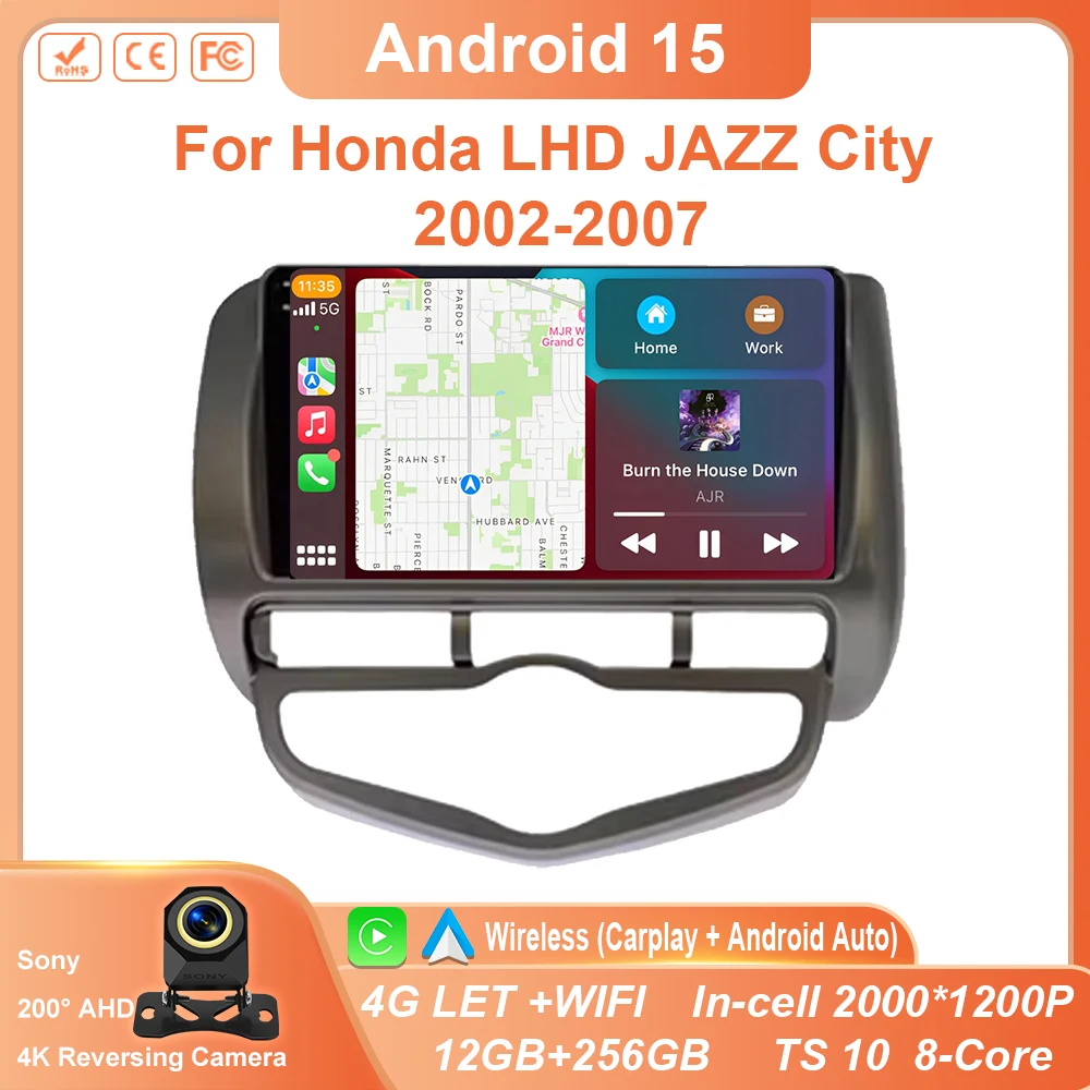 

Android 14 auto Car Radio Multimedia For Honda LHD JAZZ City 2002-2007 Player GPS Wireless Carplay Stereo Head Unit QLED NO 2Din