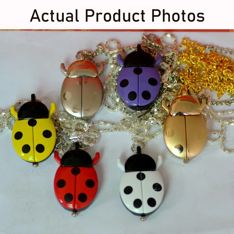 Mini Retro Beetle Pocket Watch,Red/Yellow Creative Flip-Top Pendant Clock for Couple,Cute Fashion Pocket Watchs for Gifts
