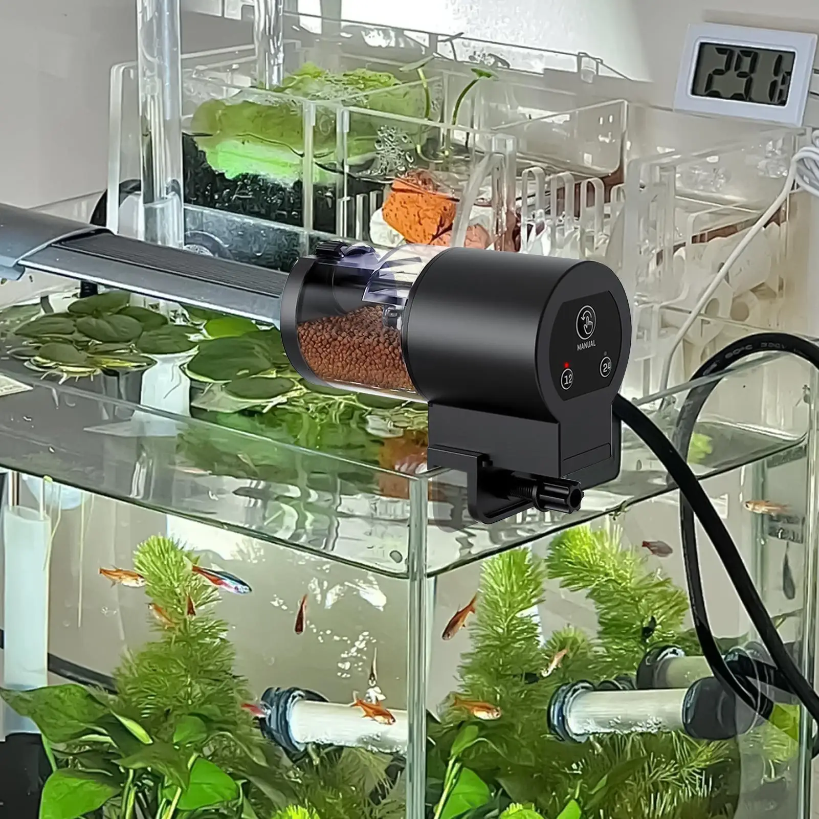 Automatic Fish Feeder Small Tank 100ml Auto Feeder For Fish Tank Timed Programmable Machine With Pellets Portion Control For