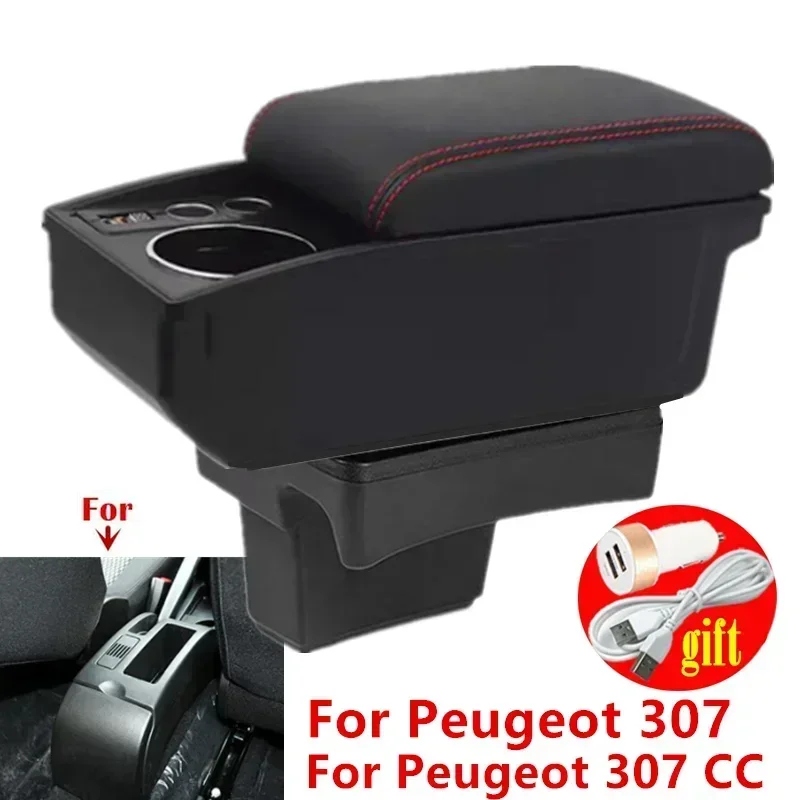 

Central armrest For Peugeot 307 armrest box For Peugeot 307 CC Convertible Car Armrest Storage box cup holder Dedicated Retrofit