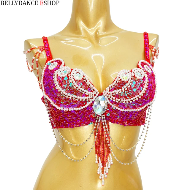 Hurtownia Nowy kostium do tańca brzucha Biustonosz z cekinami Biustonosz do tańca brzucha Seksowna nocna impreza Taniec Bellydance Top BRA Outfit Wear