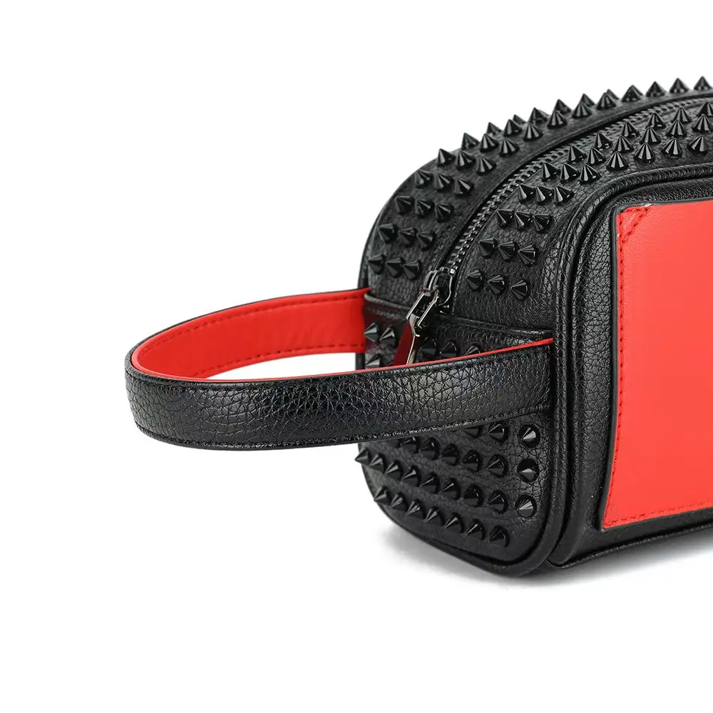 2025 Full Rivet Stylish Clutch Wristlet Purse Bag Black Red Patchwork Hand For Men*Women
