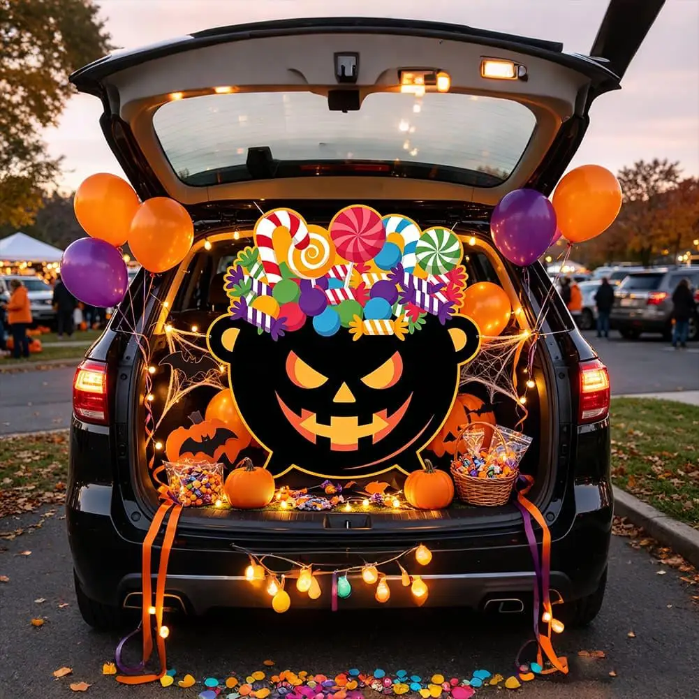 1/3PCS Halloween Pumpkin Trunk Or Treat Car Decor Cutout Sign Ghost Pattern Trunk Or Treat Car Decoration Halloween Supplies