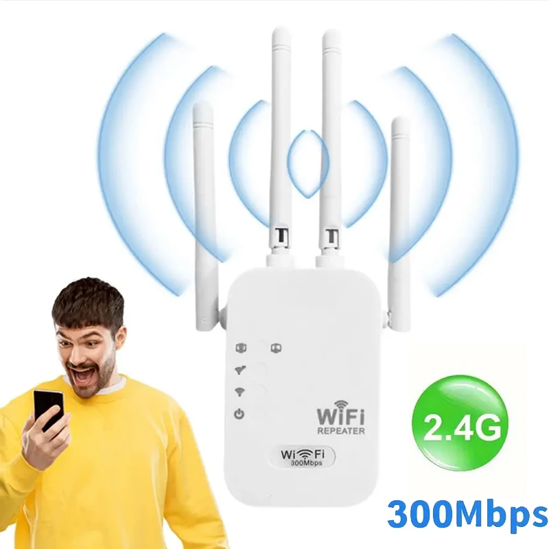 

PIX-LINK U7AC WiFi Repeater 300Mbps sing Band 2.4G WiFi Booster High Gain Antenna WPS Setup Universal Compatibility Home Extende
