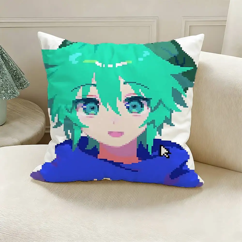 S-Shin Tsukimi 2 Polyester Printed Pillow Cover Square 30 35 40 45 50 55 cm Soft for Sofa Bed Car Home Decor