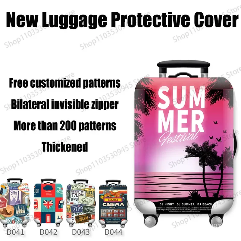 

new luggage dustproof and wear-resistant protective cover, elastic thickened printed suitcase dust cover Invisible Zipper