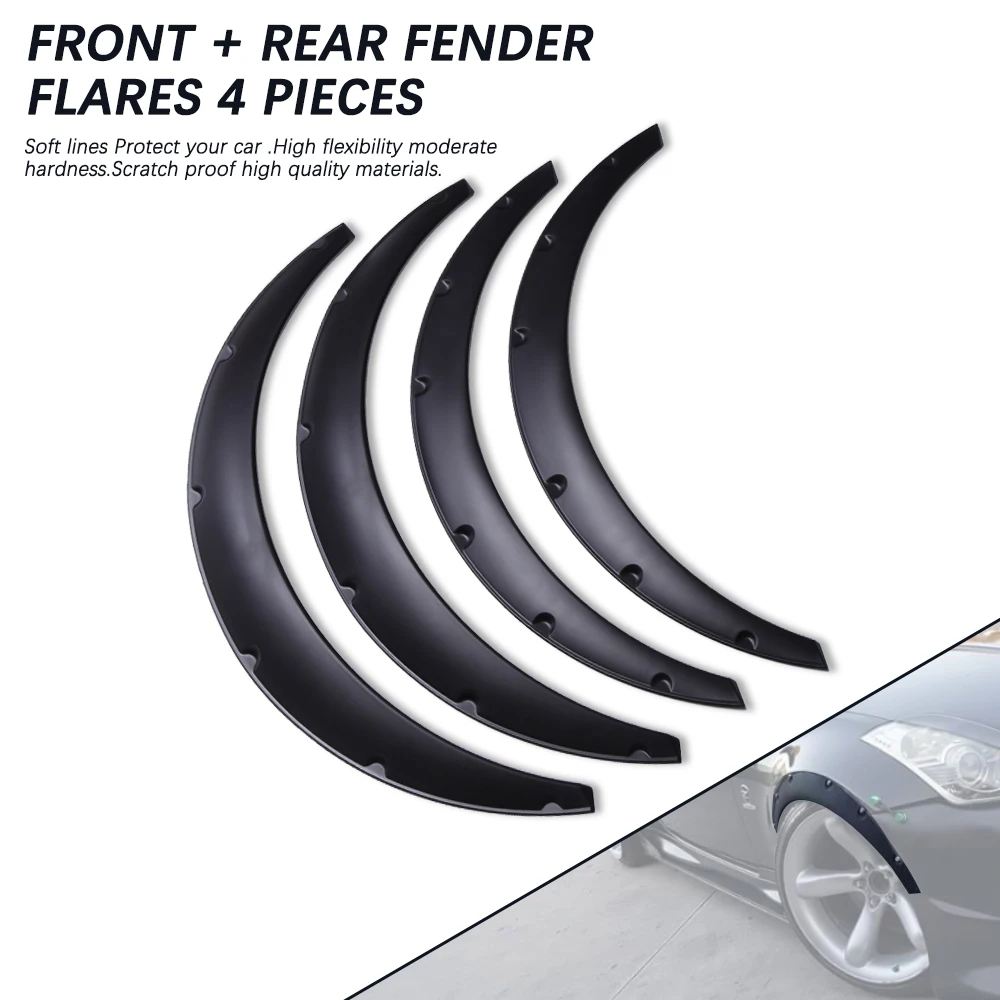 

4Pcs 3.5'' Carbon Look Wheel Arch Fender Flares Cover Trim Mudguards Protective Lip Anti-Scratch Strips For Toyota Tacoma