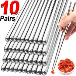 Juego de palillos de Sushi reutilizables de acero inoxidable antideslizantes, palillos de Metal para comida japonesa, china y coreana, vajilla de cocina, 20/2 Uds.