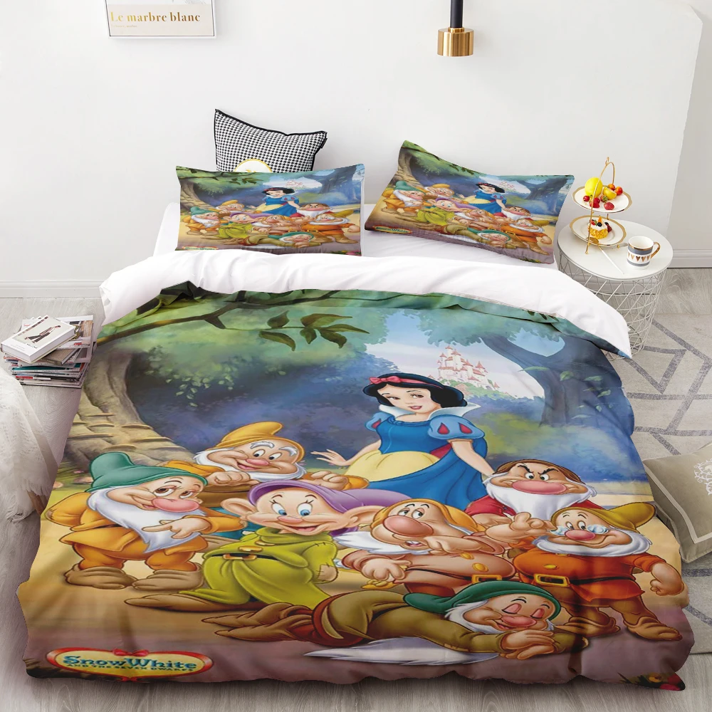

Disney Snow White Bell Princess Series Printed Bedroom Bedding Set Duvet Cover Comforte Cartoon With Pillowcase Soft comfortable
