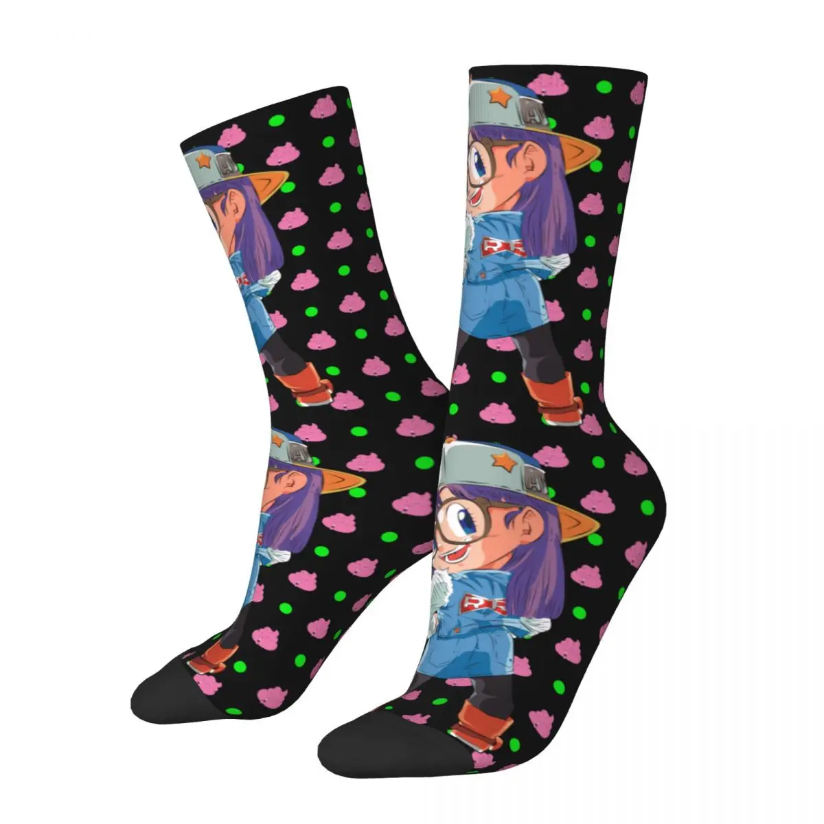 Dr. Slump Socks Men Women Funny Happy Arale And Stool Socks Harajuku Spring Summer Autumn Winter Middle Tube Socks Gifts