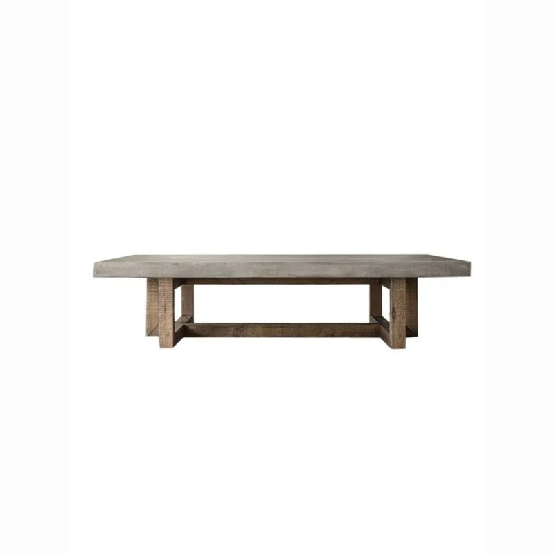 

American rural solid wood imitation cement small coffee table B & B wabi sandy wind retro old rectangular wooden tea table