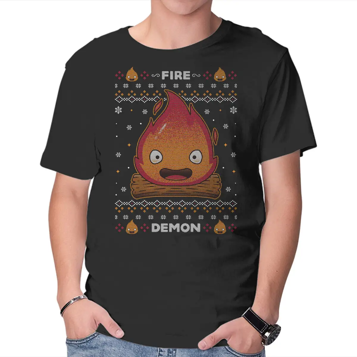 Fire Demon Christmas Anime Graphic T-shirts for Men Clothing Women Short Sleeve Tees Vintage High Quality 100%Cotton