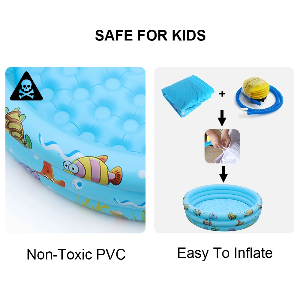 3 Rings Inflatable Pool for Kids, Summer Fun