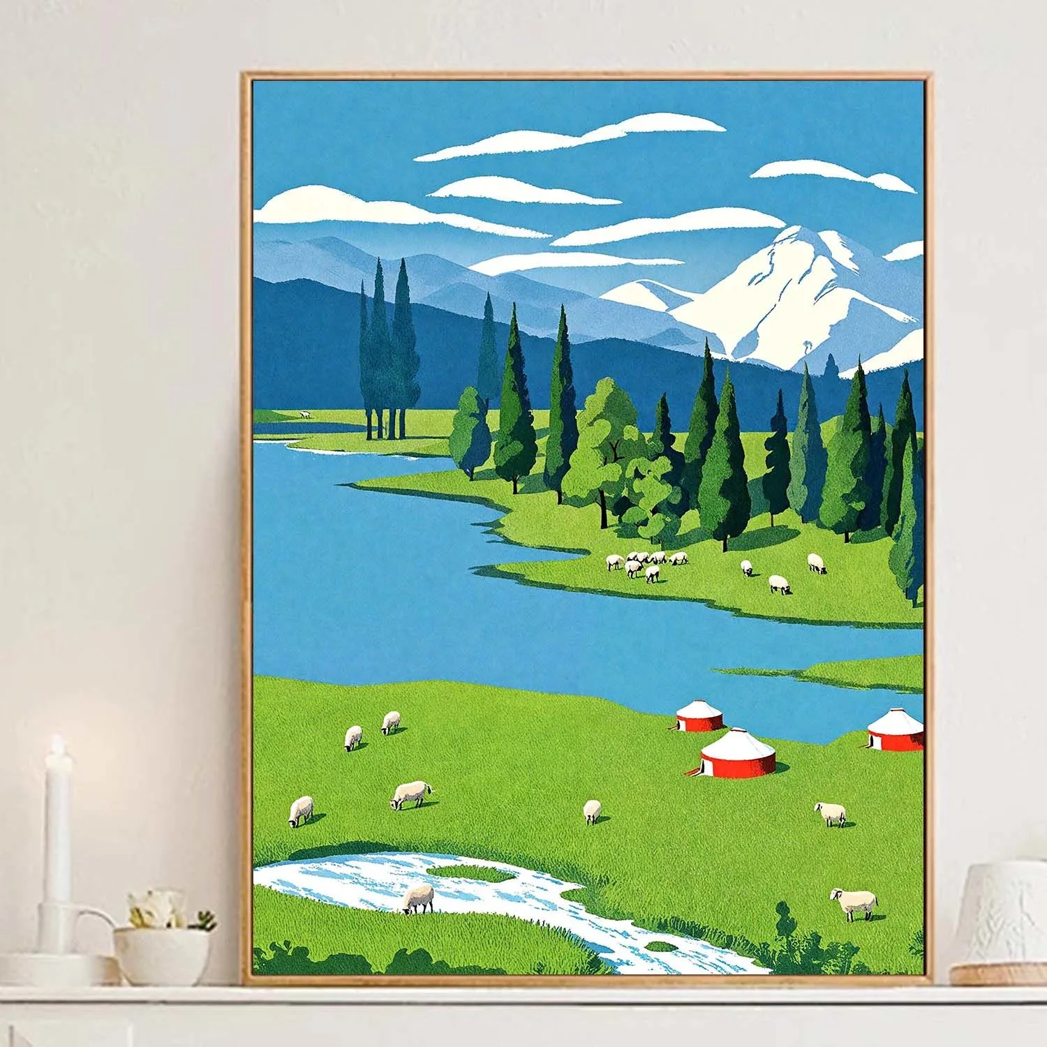 

A-0130 Minimalist Single Tree Oil Painting, Simple Nordic Style Art, Small Wall Decor