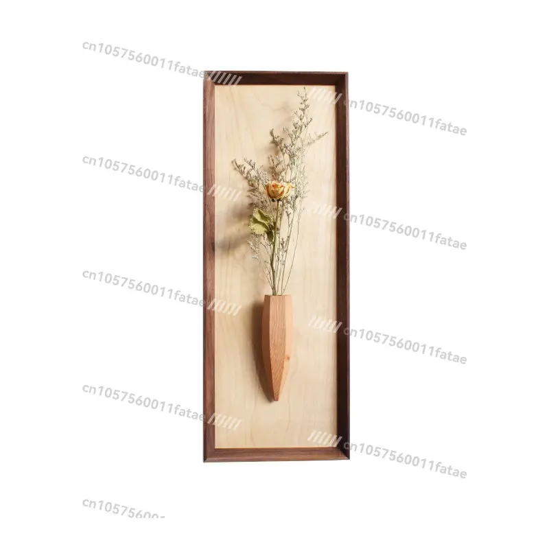 

Flower Arrangement Hanging Painting Solid Wood Flower Vase Wall Hanging Hydroponic Hanging Bottle Tea Room Vase Wall Decoration