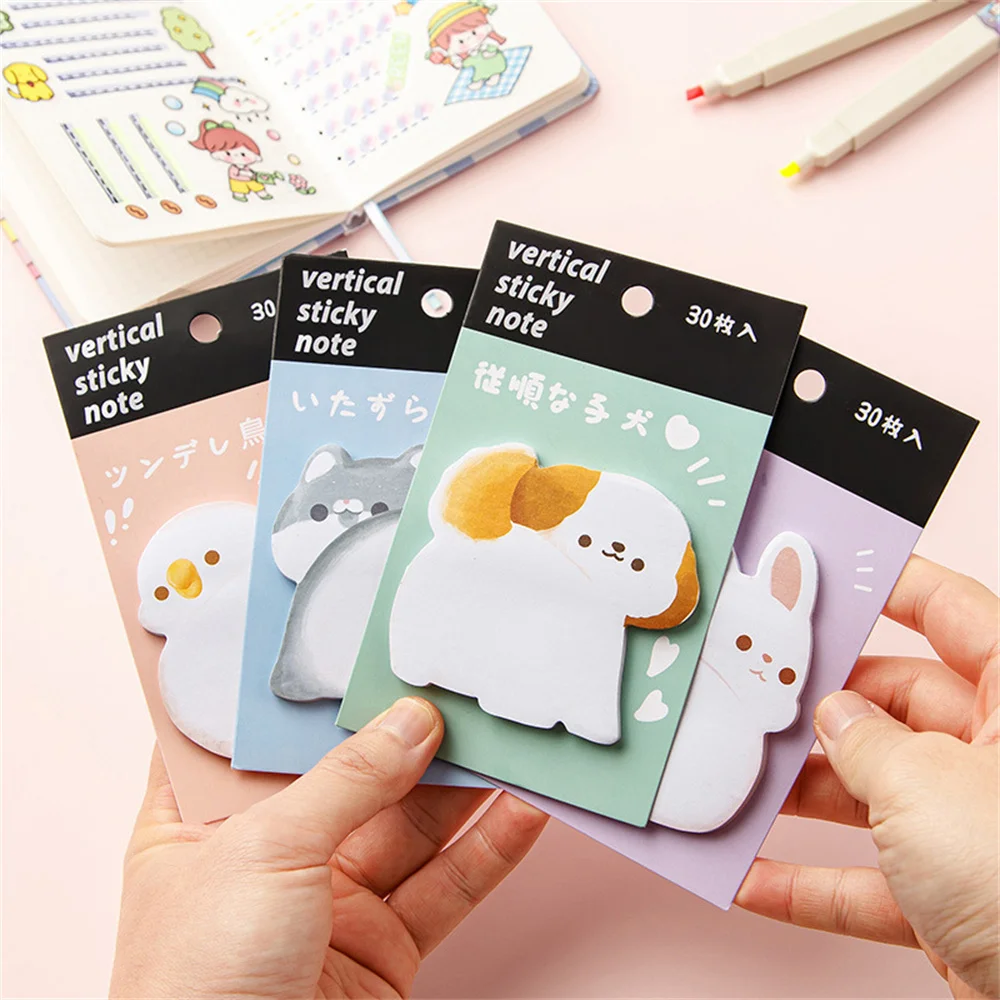 Cartoon Animal Sticky Notes Cute Dog Cat Rabbit Adhesive Memo Pad Paper Stickers Office School Supplies Student Stationery