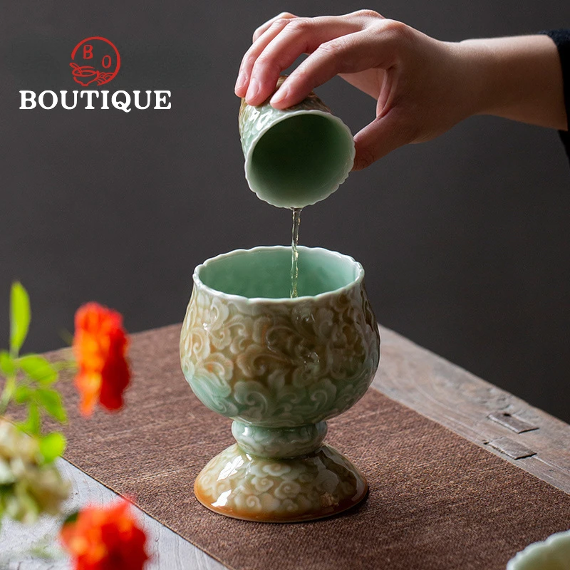 

Gradient Celadon High Foot Jianshui Household Ceramic Water Bowl Cup Wash Retro Tea Ceremony Accessories Chinese Tea Slag Bar