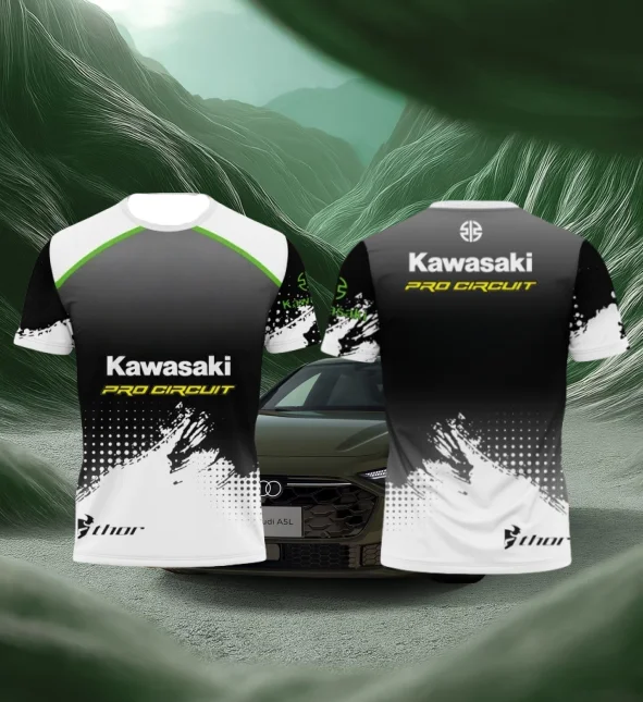 

Kawasaki Motorcycle Racing Team 3D T-shirt 2025 Summer Outdoor Quick-drying Men Training Suit Oversized Comfortable Sports Tops