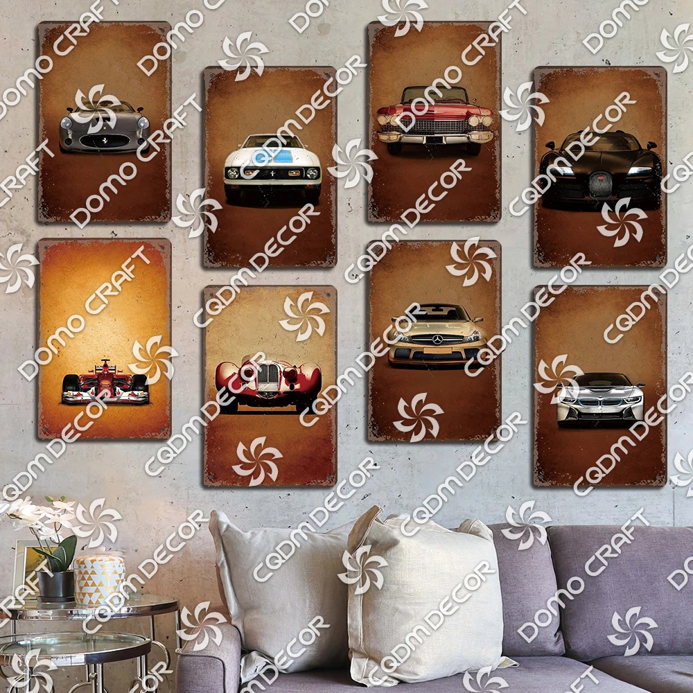 Retro Luxury Car Poster Metal Tin Signs Sports Car Jeep Racing Vintage Metal Plate Garage Club Man Cave Wall Decor