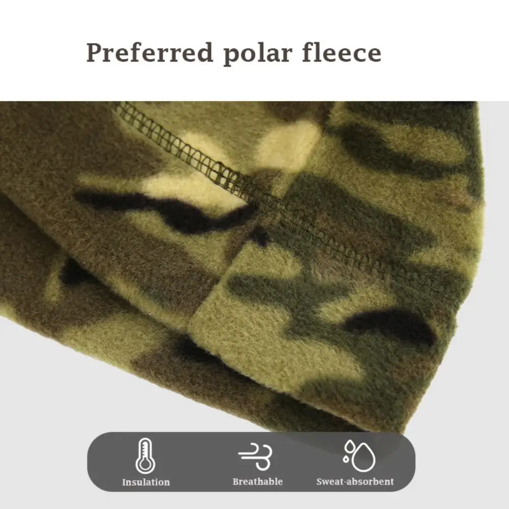 Windproof Fleece Hats Winter Warm Camouflage Thickened Thermal Tactical Hat Elastic Breathable Ski Baggy Hat