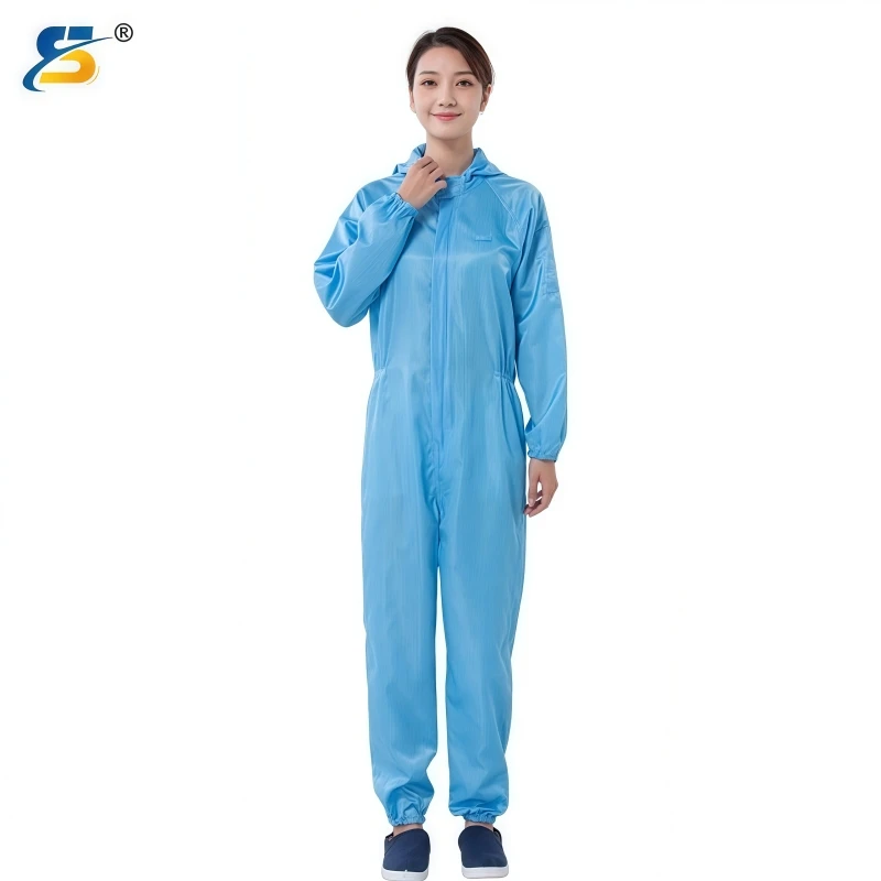 

Anti-static dustproof clothing hooded cover front zipper dust-free clothing polyester fabric workshop worker's work clothes