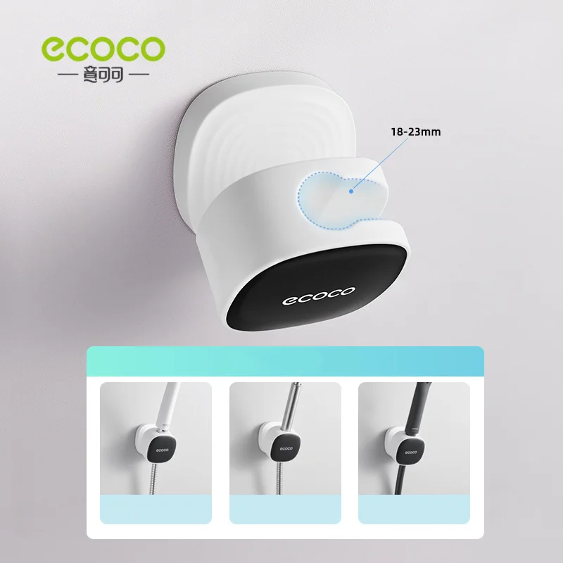 ECOCO Universal Shower Head Holder Adjustable Self-Adhesive Showerhead Bracket Punch-Free Wall Mount Stand Bathroom Accessory